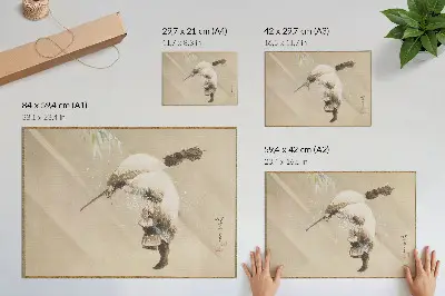 Plagát Rybár nesúci sieť v snehu (cca 1821) od Kacušiku Hokusaiho vo vysokom rozlíšení
