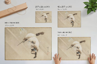 Poster Rybár nesúci sieť v snehu (cca 1821) vo vysokom rozlíšení od Kacušiky Hokusaiho