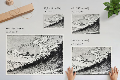 Plagát do izby Sto pohľadov na horu Fudži (1835) od Hokusaia, stará japonská drevotlač