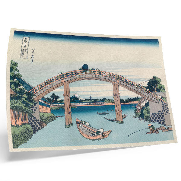 Plagát do izby Pohľad spod mosta Mannenbashi vo Fukagawe, 1985, Katsushika Hokusai