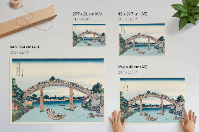 Plagát do izby Pohľad spod mosta Mannenbashi vo Fukagawe, 1985, Katsushika Hokusai
