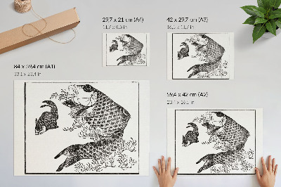Poster Hokusaiho kapor, japonská ilustrácia zvieraťa