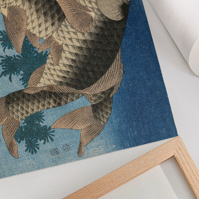 Plagát do izby Kapor plávajúci medzi morskými riasami (1831) – japonská ilustrácia ryby