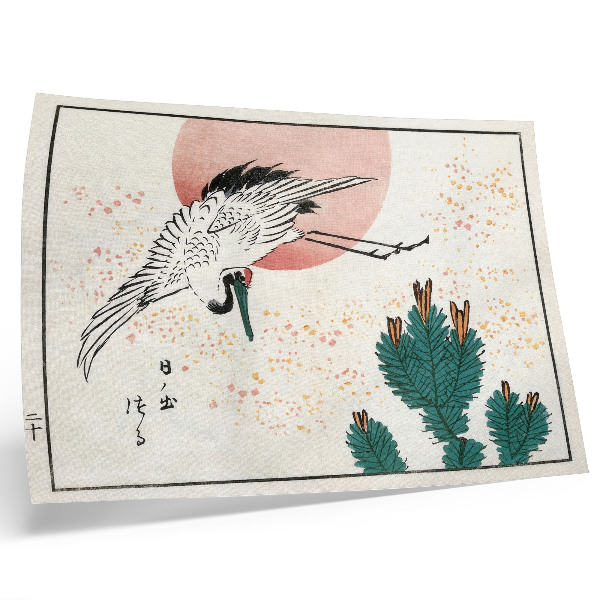 Poster Drevorytina japonského žeriava (1826 – 1869)
