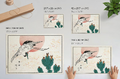 Poster Drevorytina japonského žeriava (1826 – 1869)