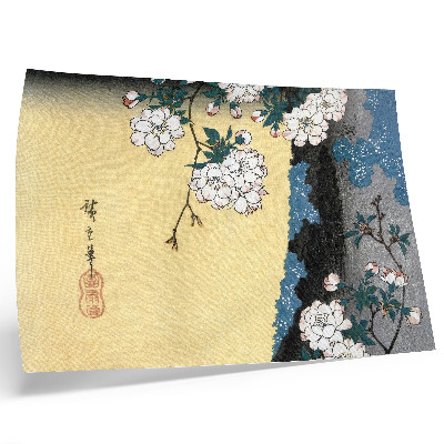 Retro plagát Japonské čerešňové kvety (1837) – vintage drevotlač od Utagawu Hirošigeho