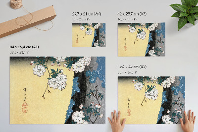 Retro plagát Japonské čerešňové kvety (1837) – vintage drevotlač od Utagawu Hirošigeho