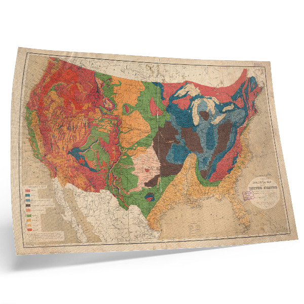 Retro plagát Geologická mapa Spojených štátov
