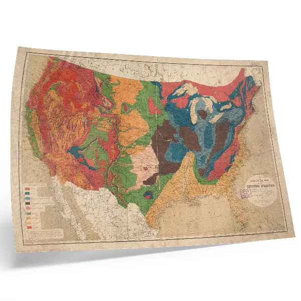 Geologická mapa Spojených štátov retro plagát