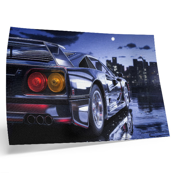 Poster Športové auto v mestskej krajine v noci