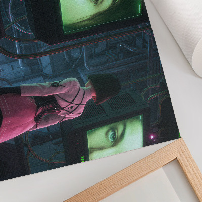 Poster Interakcia s digitálnym obrázkom ženy