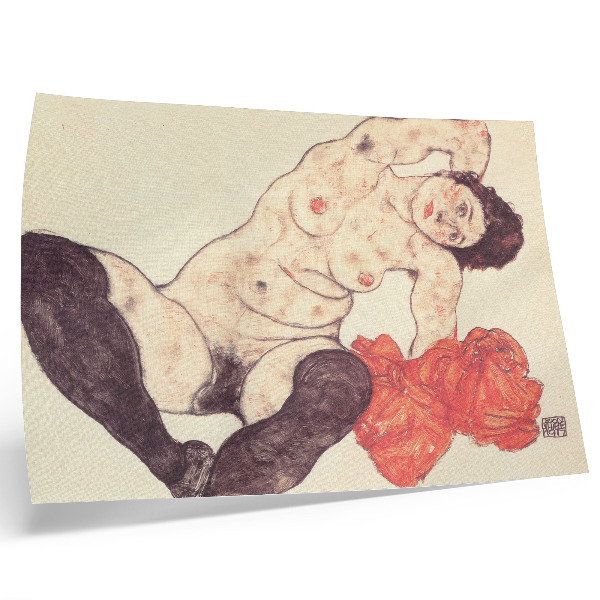 Poster Akt ženy so žltým uterákom (1917) od Egona Schieleho