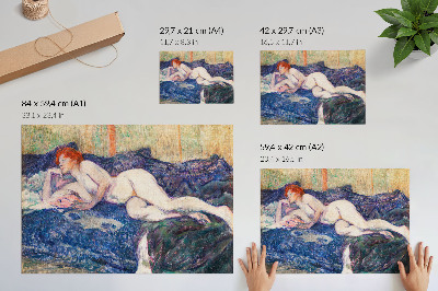 Plagát do izby Nahá žena ukazujúca prsia, vintage erotické umenie od Henriho de Toulouse-Lautreca