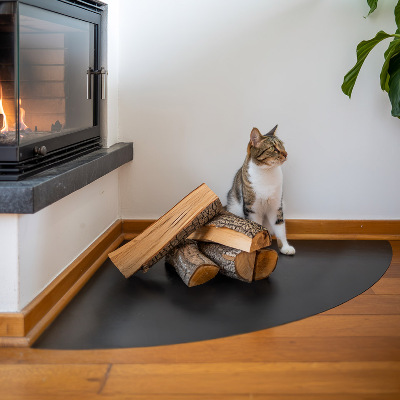 Štvrťkruhová podložka pod kachle čierna kovová