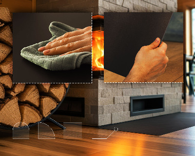 Štvrťkruhová podložka pod kachle čierna kovová