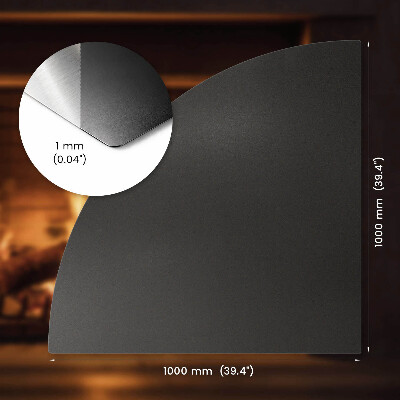 Štvrťkruhová podložka pod kachle čierna kovová