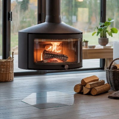 Podložka pod krbové kachle šesťhranná priehľadná