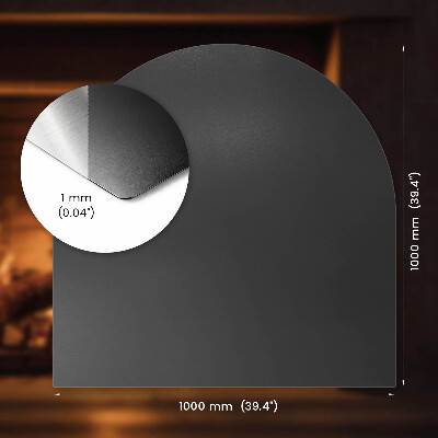 Polooválna podložka pod krbové kachle černá kovová