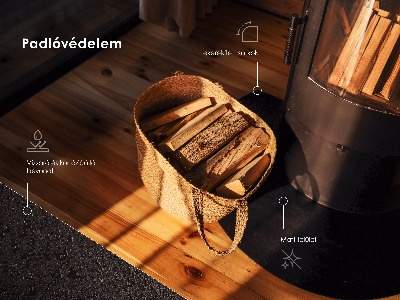 Polooválna podložka pod krbové kachle v čiernom kovovom vyhotovení