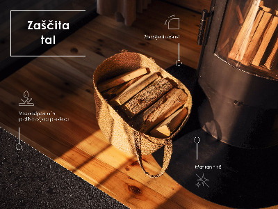 Polooválna podložka pod krbové kachle v čiernom kovovom vyhotovení