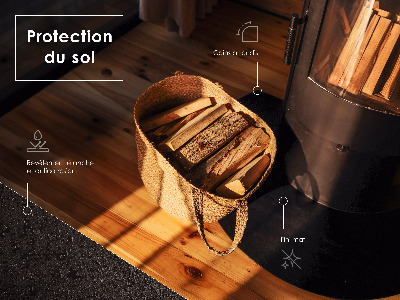 Obdĺžniková nehorľavá podložka pred krb černá kovová