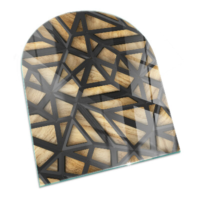 Podložka pod kachle polooválny Geometria s drevom