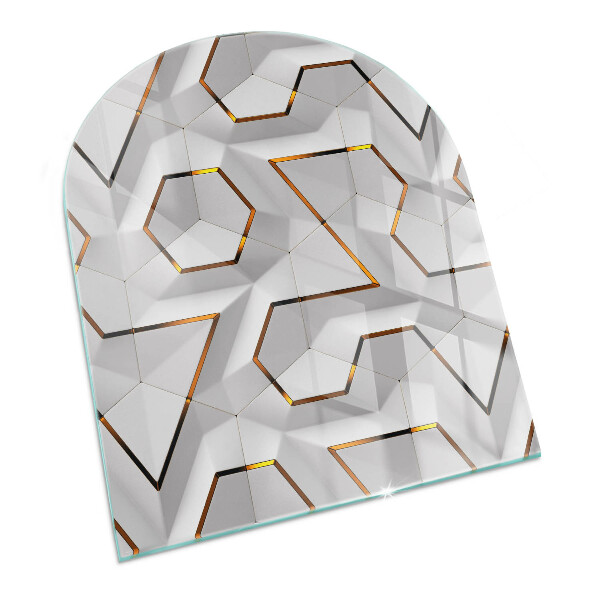 Podložka pod krbové kachle polooválny Geometrický 3D vzor