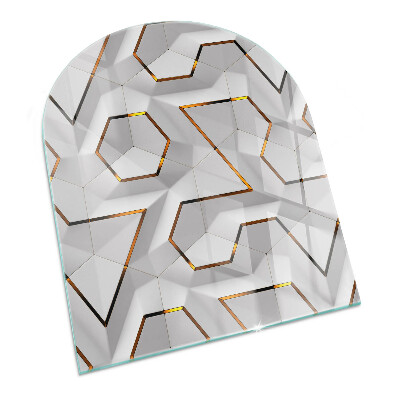 Podložka pod krbové kachle polooválny Geometrický 3D vzor