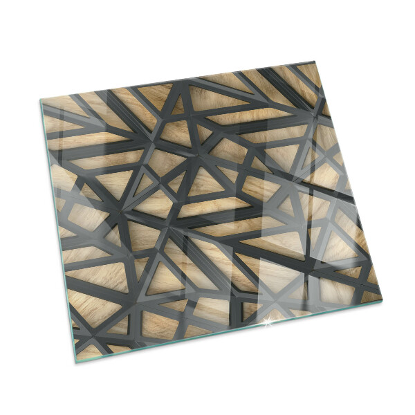 Podložka pod kachle obdĺžniková Geometria s drevom
