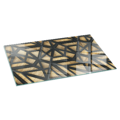 Podložka pod kachle obdĺžniková Geometria s drevom
