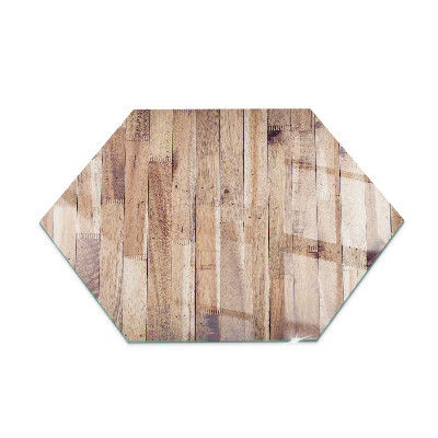 Sklenená podložka pod krb šesťhranná Drevený vzor v geometrickom usporiadaní