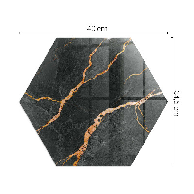 Sklenená podložka pod krb šesťhranná Mramorový štýl s jemným žilkovaním