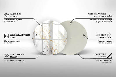 Podložka pod sviečky na hrob okrúhla Svetlý mramor so zlatom
