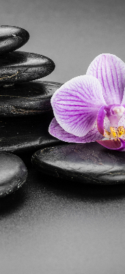 Vnútorná roleta na okno s motívom orchidey na kameňoch