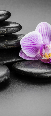 Vnútorná roleta na okno s motívom orchidey na kameňoch