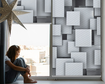 Roleta na balkónové dvere sivé 3D štvorce