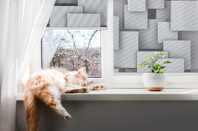 Roleta na balkónové dvere sivé 3D štvorce