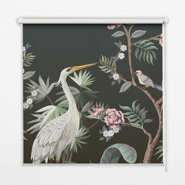 Roleta na balkónové dvere s motívom vtákov pri strome