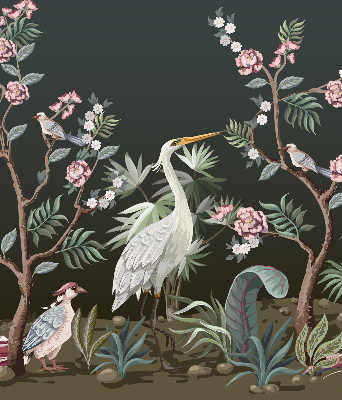 Roleta na balkónové dvere s motívom vtákov pri strome