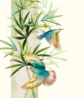 Roleta na balkónové dvere s motívom vtákov v listoch