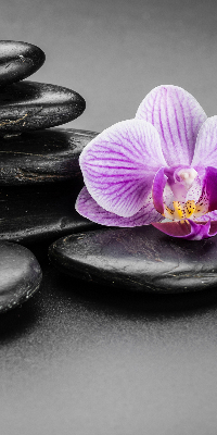 Vnútorná roleta na okno s motívom orchidey na kameni