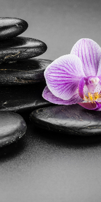 Vnútorná roleta na okno s motívom orchidey na kameni