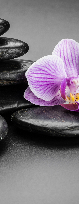 Vnútorná roleta na okno s motívom orchidey na kameni
