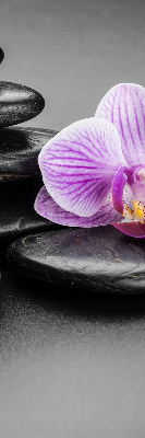 Vnútorná roleta na okno s motívom orchidey na kameni
