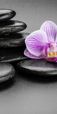 Vnútorná roleta na okno s motívom orchidey na kameni