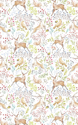 Zatemňovacia roleta s motívom srnčej zveri, jeleňov, vtákov a králikov