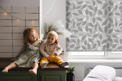 Vnútorná roleta na okno s motívom sivých listov