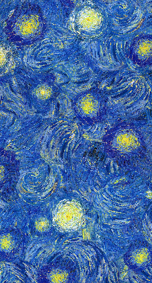 Zatemňovacia roleta s namaľovaným modrým obrázkom