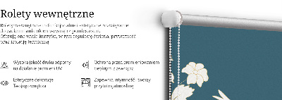 Vnútorná roleta na okno s motívom bielych vtákov na bielych kvetoch