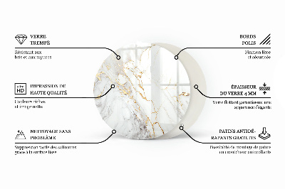 Okrúhla doska stola Elegantná jednofarebná čierna